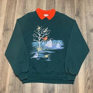 Vintage 1990s Birds Winter Scene Morning Sun Sweatshirt 
Womens Size Large